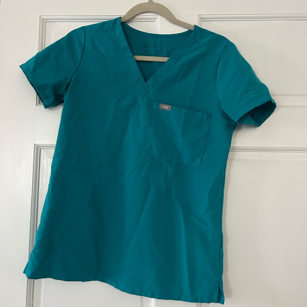 Figs teal scrub top